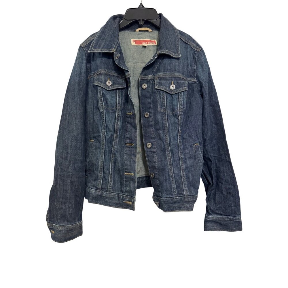 Gap Jeans Womens Denim Jacket Medium Dark Wash Adjustable Fit